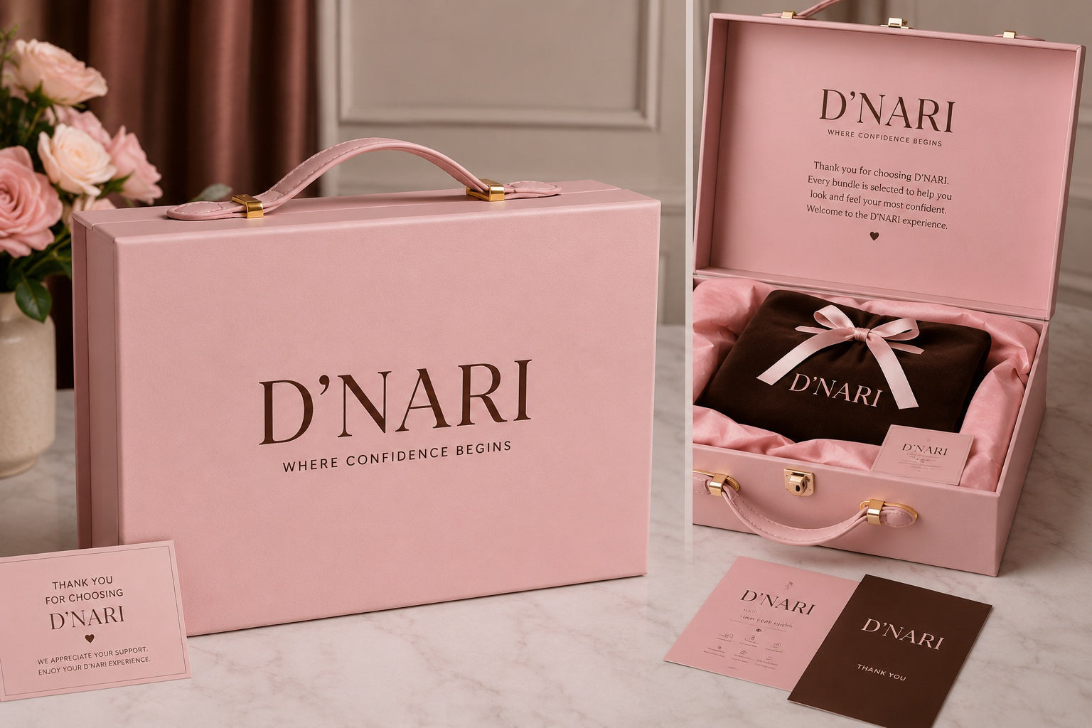 D’NARI signature blush pink hair box